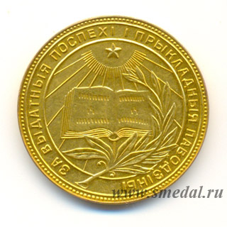 Золотая школьная медаль Белорусской ССР образца 1945 года, золото 583 пробы